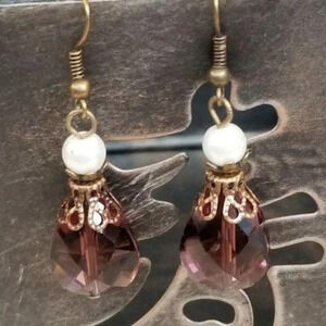 Handcrafted Faceted Glass Teardrop Dangle Earrings